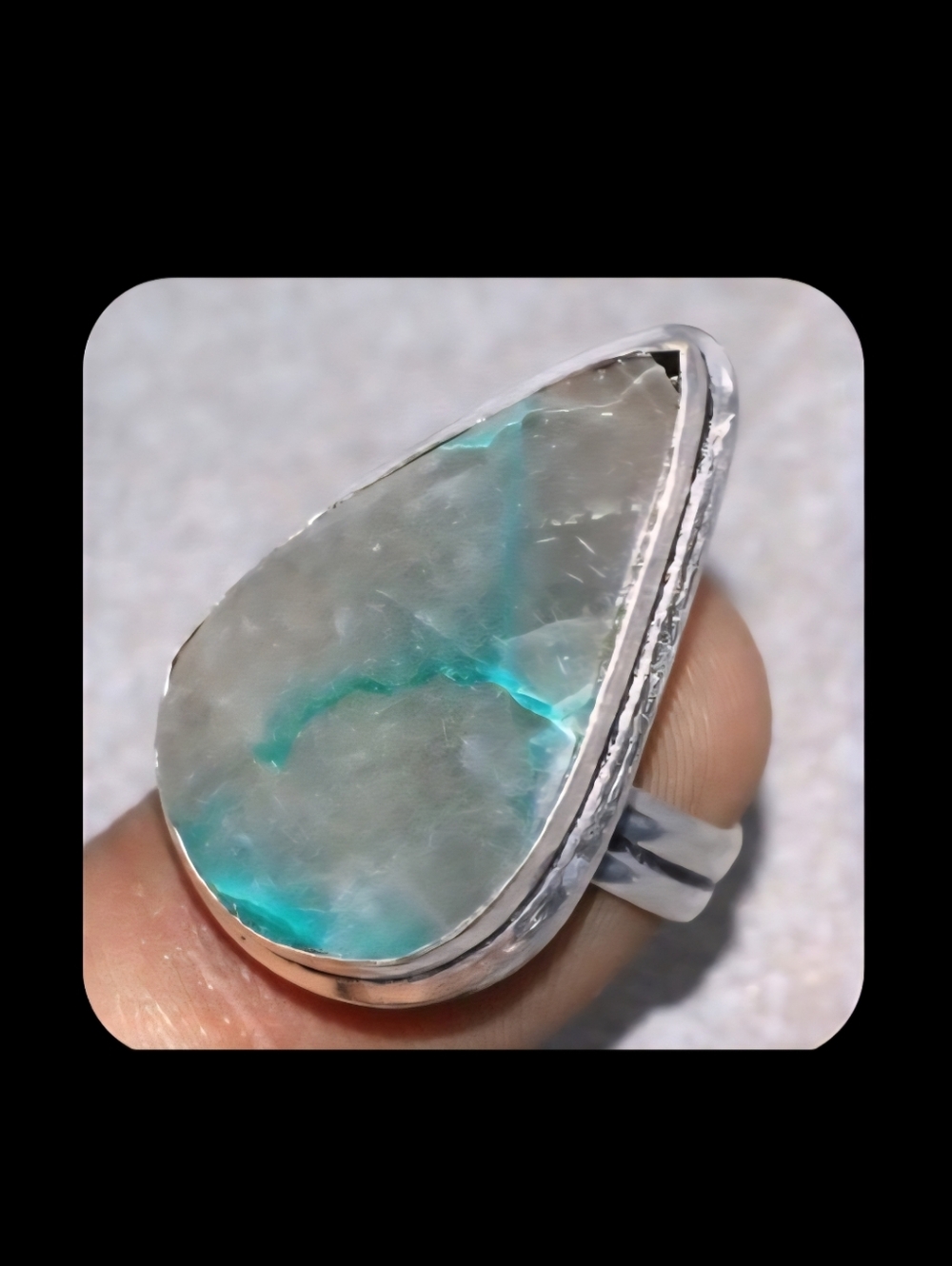 ~SIZE 5~ Unique,  One-Of-A-Kind, Teardrop-Shaped Quantum Quattro Statement Ring~